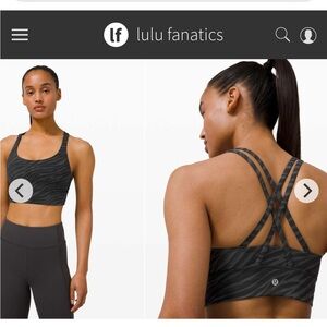 Lululemon Energy Bra Long Line sz 10 B C D Cup Le Tigre Camo Deep Coal Multi